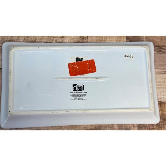 Ceramic Rectangular Serving Tray With Cats In Hats Design - Picture 4 of 4